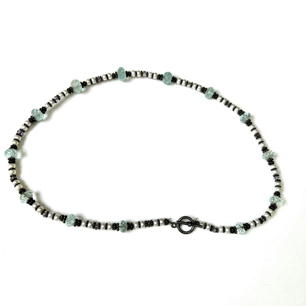 Topaz Beaded Toggle Necklace 18”